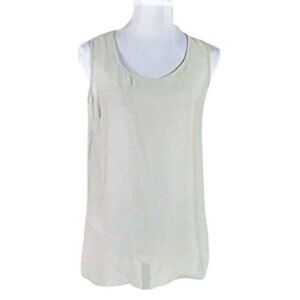 Top Sleeveless Semi Sheer Tank Pullover Scoop Neck Light Shimmer Gray Women's 6